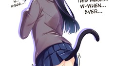 Anime schoolgirls stockings skirts anime girls blue eyes black 