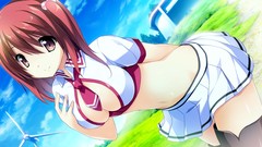 Anime schoolgirls stockings smiling long hair anime girls 