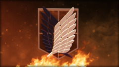 Anime shingeki no kyojin fire logo wings