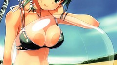 Anime short hair animal ears cleavage bikini swimsuits
