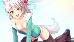 Anime short hair animal ears cleavage original characters no 