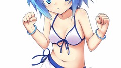 Anime short hair bra ecchi cleavage Simple Background original 