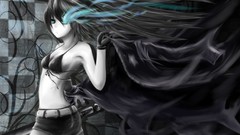 Anime Shorts blue eyes black rock shooter black hair