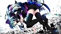 Anime Shorts legs cities long hair boots blue eyes hatsune miku 