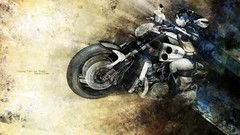 Anime Shorts sitting coat belts long hair anime girls boots 