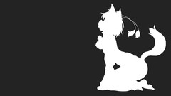 Anime silhouettes monochrome anime girls touhou nekomimi 