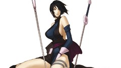 Anime sitting legs spears assassins Simple Background