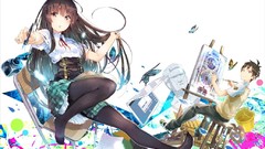 Anime skirts anime girls brown eyes pantyhose