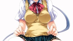 Anime skirts blush blue hair anime girls school uniforms boobs 