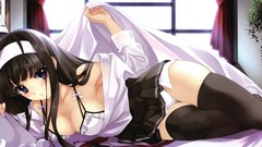Anime skirts cleavage panties thigh highs