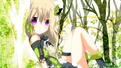 Anime skirts long hair anime girls brown eyes thigh highs