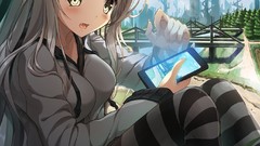 Anime skirts long hair anime girls gray hair animal ears