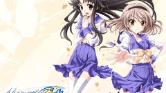 Anime skirts long hair green eyes