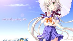 Anime skirts long hair green eyes