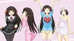 Anime skirts pajamas long hair anime girls brunettes school 