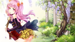 Anime skirts pink hair long hair