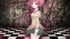 Anime skirts pink hair pink eyes anime girls school uniforms 