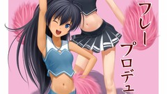 Anime skirts smiling long hair anime girls blue eyes brunettes 