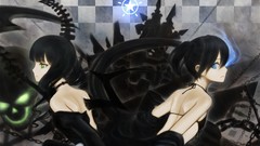 Anime skulls anime girls black rock shooter artwork glowing 