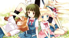 Anime sleeping blondes anime girls reading brunettes school 