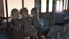 Anime sleeping blondes pink hair anime girls closed eyes mahou 