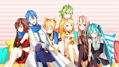 Anime sleeping blue hair anime girls hatsune miku vocaloid 