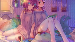 Anime sleeping blush anime girls