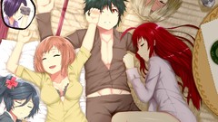Anime sleeping parody masks anime girls closed eyes lying down 