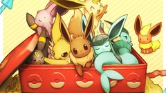 Anime sleeping Pokemon wink vaporeon eevee espeon flareon 