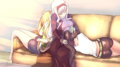 Anime sleeping Shorts white hair blondes couch anime girls 