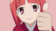Anime smiling anime girls akai ringo purple eyes redheads 