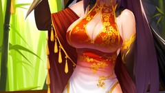 Anime snowball cleavage Chinese clothes thigh highs Sword girls