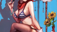 Anime stockings anime girls blue eyes brunettes cleavage