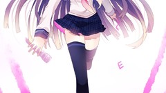 Anime stockings anime girls vocaloid purple hair miniskirts