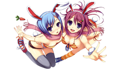 Anime stockings blue hair anime girls animal ears purple eyes 