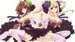 Anime stockings blush cleavage thigh highs