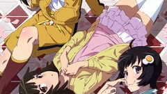 Anime stockings skirts blush smiling gray eyes brown eyes short 