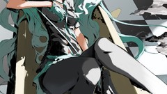 Anime stockings smoking skirts blue hair anime girls blue eyes 