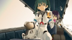 Anime suit long hair green eyes karin green hair purple hair 