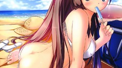 Anime sunglasses anime girls bikini swimsuits erect nipples 