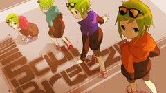 Anime sunglasses hoodies green eyes vocaloid green hair Megpoid 