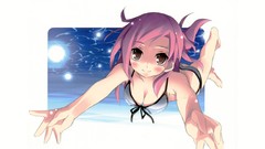 Anime swimming pink hair swimsuits Kantoku (artist)
