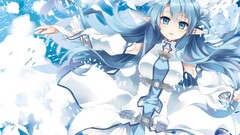 Anime sword art online blue eyes blue hair long hair anime girls