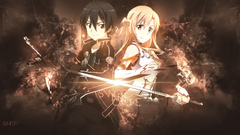 Anime sword sword art online redhead dark hair black eyes blonde