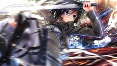 Anime Swords anime girls mikasa ackerman shingeki no kyojin