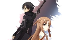 Anime Swords blondes anime girls brown eyes black hair kirigaya 