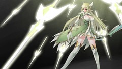 Anime Swords blondes long hair anime girls green hair