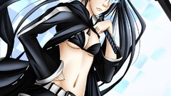 Anime Swords chains long hair black rock shooter black hair 