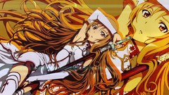 Anime Swords long hair anime girls brown eyes brunettes sword 