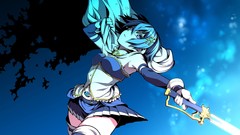 Anime Swords skirts blue hair anime girls mahou shoujo madoka 